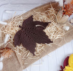 Gehäkeltes Blatt-Platzset, Herbstliche Tischdeko, 17 cm, Polyester, Mehrfarbig