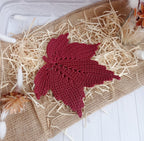 Gehäkeltes Blatt-Platzset, Herbstliche Tischdeko, 17 cm, Polyester, Mehrfarbig