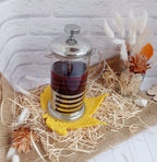 Gehäkeltes Blatt-Platzset, Herbstliche Tischdeko, 17 cm, Polyester, Mehrfarbig