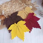 Gehäkeltes Blatt-Platzset, Herbstliche Tischdeko, 17 cm, Polyester, Mehrfarbig