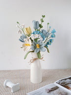 Gehäkelter Blumenstrauß, 10-25 Blumen, rosa, lila, blau, künstliche Blumen, geeignet für Blumenarrangements