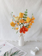 Gehäkelter Blumenstrauß, 10-25 Blumen, rosa, lila, blau, künstliche Blumen, geeignet für Blumenarrangements