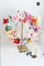 Gehäkelter Frühlingsblumenkranz als Tür- und Wanddekoration, handgefertigt, 16-17 Zoll