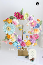 Gehäkelter Frühlingsblumenkranz als Tür- und Wanddekoration, handgefertigt, 16-17 Zoll