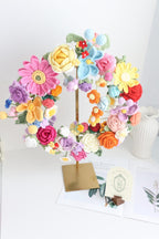 Gehäkelter Frühlingsblumenkranz als Tür- und Wanddekoration, handgefertigt, 16-17 Zoll