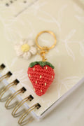 Gehäkelte Erdbeere Schlüsselanhänger Taschenanhänger Amigurumi mit Blume
