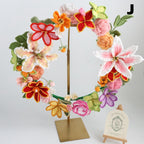 Handgemachter gehäkelter Blumenkranz – 16-17 Zoll Türdekoration – Frühlingsdekor