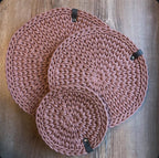 Rundes Platzset gehäkelt aus Baumwollkordel, 25-40 cm, Einzelstück oder Set