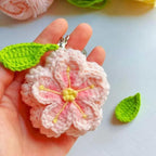 Gehäkelte Blume Schlüsselbund Kirschblüte Taschenanhänger Frühling Accessoire Rosa