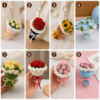 Gehäkelter Blumenstrauß Schlüsselanhänger – Handgefertigter Taschenanhänger, 8 cm, 8 Stile