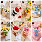 Gehäkelter Blumenstrauß Schlüsselanhänger mit Metallring, 8 Variationen, Handarbeit