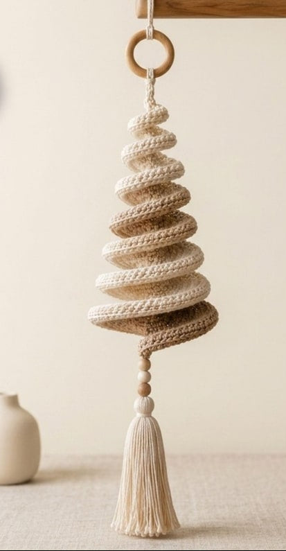 Spiralbaum-Häkelarbeit, Wandbehang im Bohème-Stil, gedrehte Häkelbaum-Dekoration, Windmühle zum Selbermachen