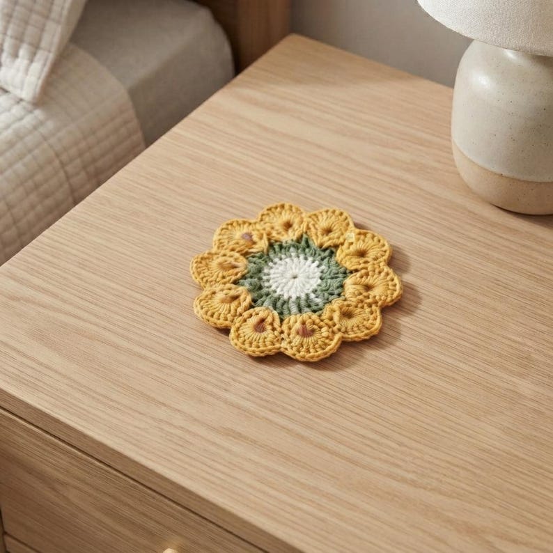 Gehäkelter Blumenuntersetzer aus Baumwolle, Kaffeetassen-Matte, gestrickter Becher-Teppich, Schreibtisch-Dekor
