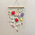 Handgefertigte Häkelblume Wandbehang, Boho Blumengirlande, 40x60 cm, Mehrfarbig