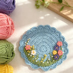 Gehäkelte Untersetzer mit Blumenmuster, 4er-Set, Dekoration im rustikalen Stil