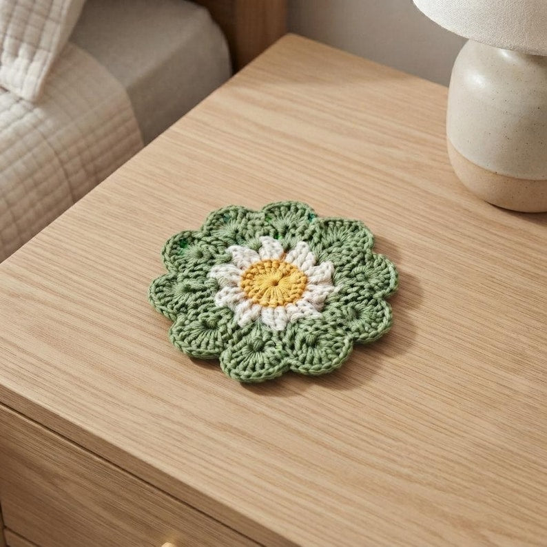 Gehäkelter Blumenuntersetzer aus Baumwolle, Kaffeetassen-Matte, gestrickter Becher-Teppich, Schreibtisch-Dekor