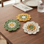 Gehäkelter Blumenuntersetzer aus Baumwolle, Kaffeetassen-Matte, gestrickter Becher-Teppich, Schreibtisch-Dekor
