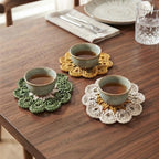Gehäkelter Blumenuntersetzer aus Baumwolle, Kaffeetassen-Matte, gestrickter Becher-Teppich, Schreibtisch-Dekor