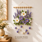 Gehäkelter Blumen-Wandbehang Lavendel Gänseblümchen Sonnenblume Tulpe Kirschblüte Rose