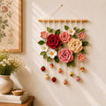 Gehäkelter Blumen-Wandbehang Lavendel Gänseblümchen Sonnenblume Tulpe Kirschblüte Rose
