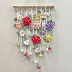 Handgefertigte Häkelblume Wandbehang, Boho Blumengirlande, 40x60 cm, Mehrfarbig