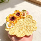 Gehäkelte Untersetzer mit Blumenmuster, 4er-Set, Dekoration im rustikalen Stil