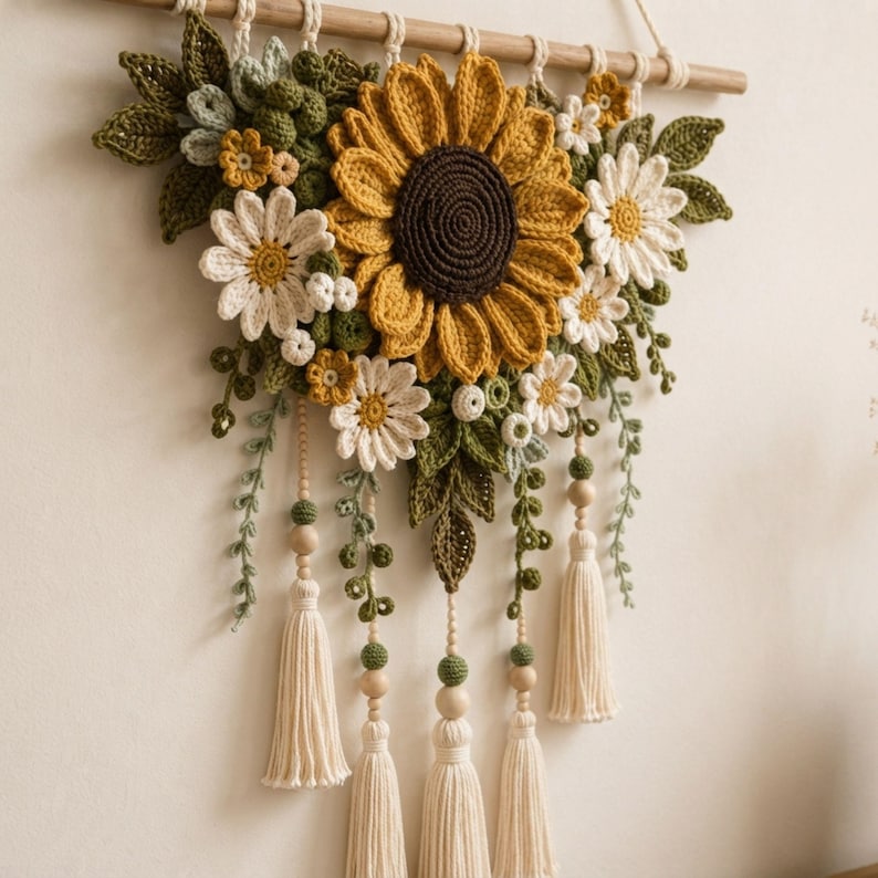 Sonnenblumen-Wandhaken, 3D-Gartendekorationen, Bohème-Kunst