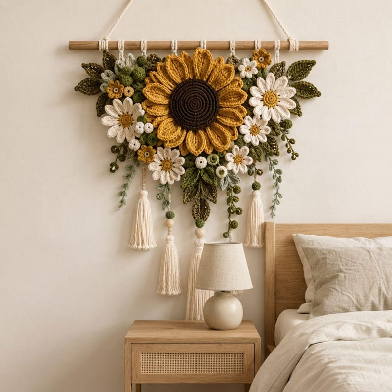 Sonnenblumen-Wandhaken, 3D-Gartendekorationen, Bohème-Kunst