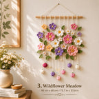 Gehäkelter Blumen-Wandbehang Lavendel Gänseblümchen Sonnenblume Tulpe Kirschblüte Rose