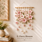 Gehäkelter Blumen-Wandbehang Lavendel Gänseblümchen Sonnenblume Tulpe Kirschblüte Rose