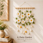 Gehäkelter Blumen-Wandbehang Lavendel Gänseblümchen Sonnenblume Tulpe Kirschblüte Rose