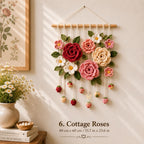 Gehäkelter Blumen-Wandbehang Lavendel Gänseblümchen Sonnenblume Tulpe Kirschblüte Rose