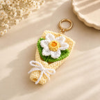 Gehäkelter Narzissenanhänger, Blumen-Taschenanhänger, Schlüsselanhänger, Rucksackdeko, Frühlingsblüte