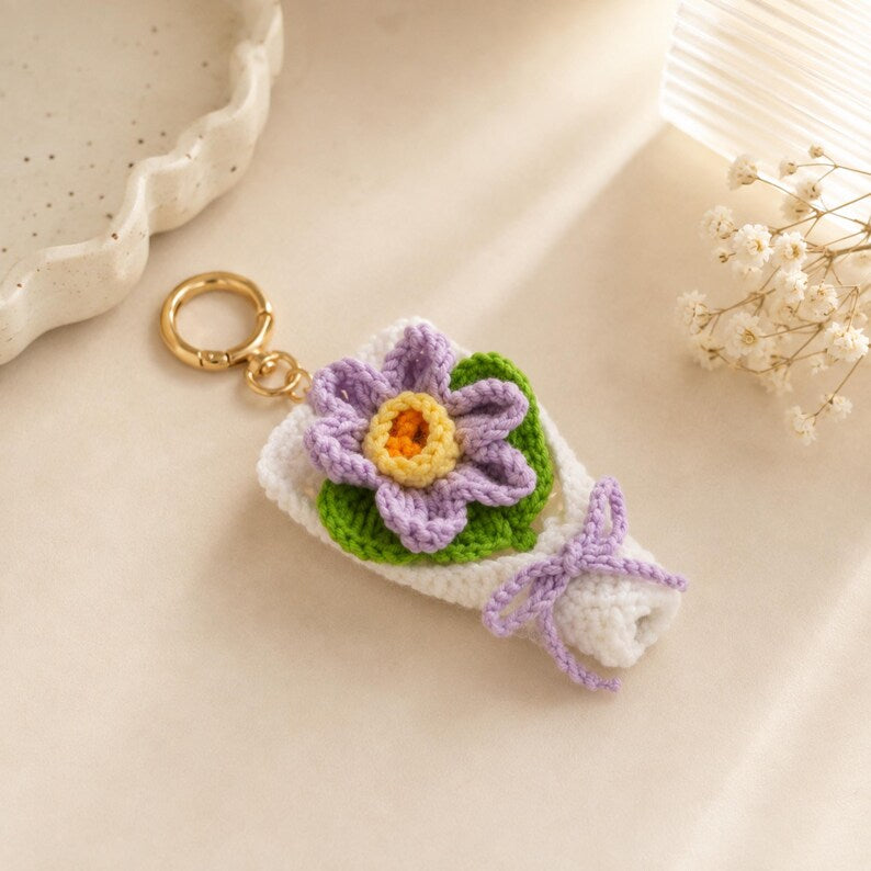 Gehäkelter Narzissenanhänger, Blumen-Taschenanhänger, Schlüsselanhänger, Rucksackdeko, Frühlingsblüte
