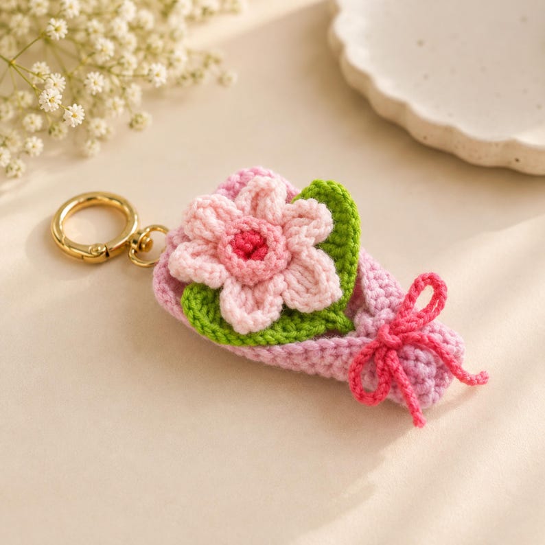 Gehäkelter Narzissenanhänger, Blumen-Taschenanhänger, Schlüsselanhänger, Rucksackdeko, Frühlingsblüte