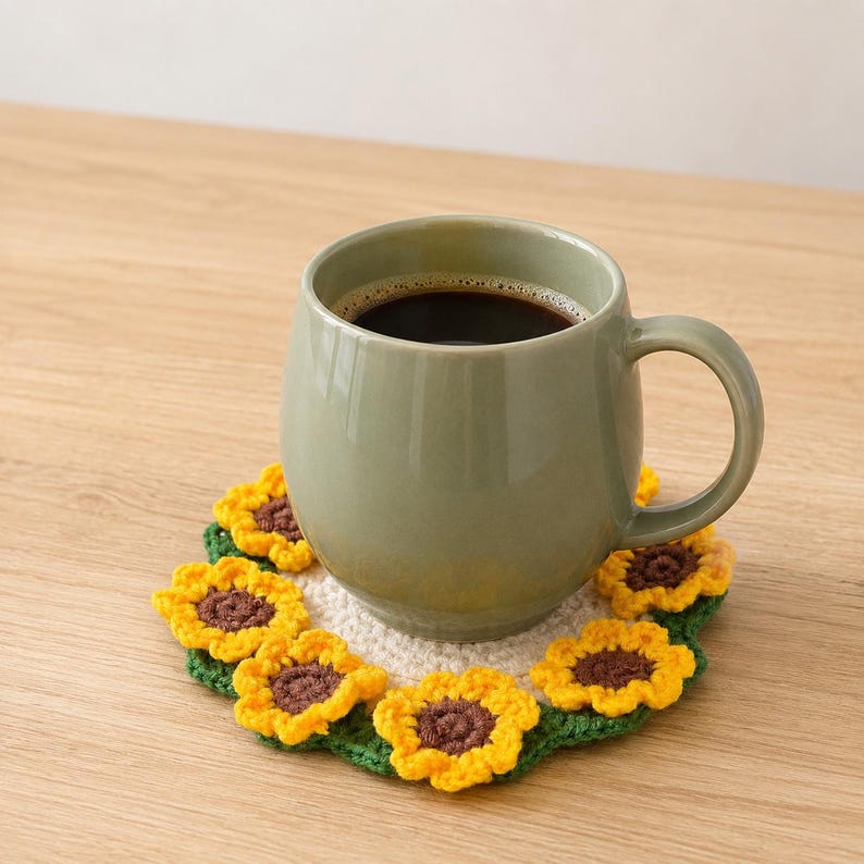 Gehäkelte Blumenuntersetzer, florale Untersetzer, Mini-Blumenkörbchen, Tischdekorationen im Landhausstil